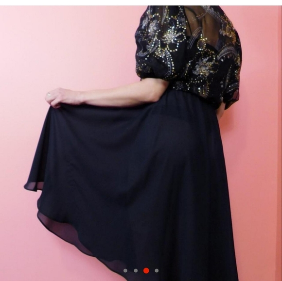 Gold Vintage Puff Sleeve Dress - Picture 2 of 7